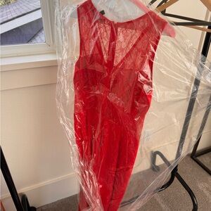 Red BCBG gown